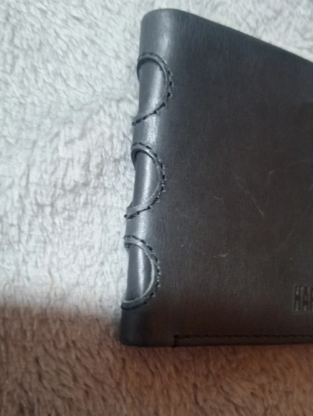 NWT Harley-Davidson Black Leather Bi-Fold Card Holder with Snap Strap